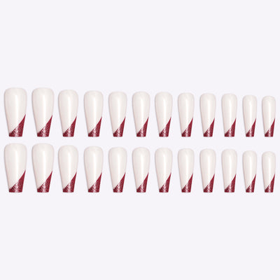 Wearing Nails, Rose Gold And Beveled Edge French Manicure, Long Ballet Nails, Fake Nails, Finished Products, Boxed